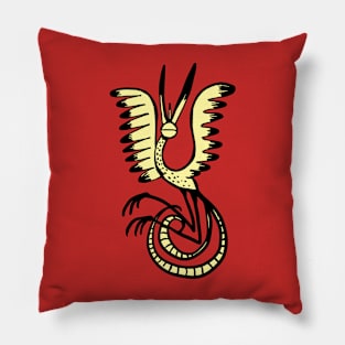 drawing yellow phoenix bird in leap Pillow