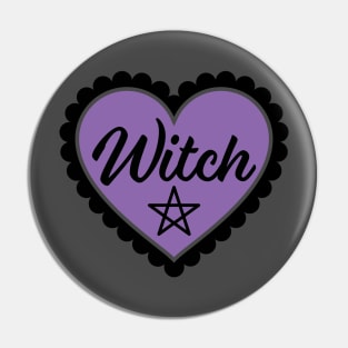 Purple Witch Heart Pin