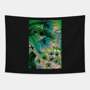 TROPICAL PASTEL ART  MIAMI FERNS FLOWERS PALM  DECO PRINT Tapestry