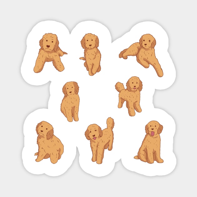 Cute Golden doodle pack Magnet by Mayarart