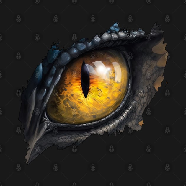 Fantasy Black Dragon Eye "The Golden Eye" by The Fata Morgana