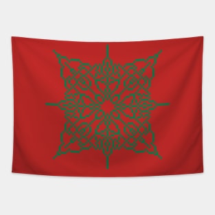 Pixel Green Holiday Snowflake (Style 2) Tapestry