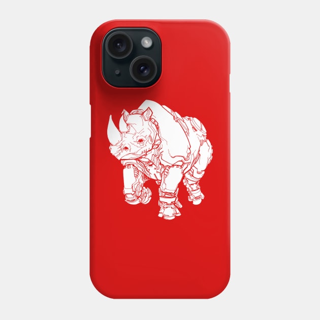 Rhino Mech (white shape) Phone Case by WhiskeyMech