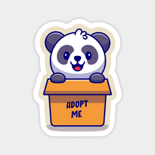 Cute Panda Playing In Box Cartoon Magnet