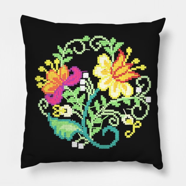 Floral traditional design 03 Pillow by AdiDsgn