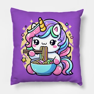 Cute Unicorn Eating Ramen Pillow