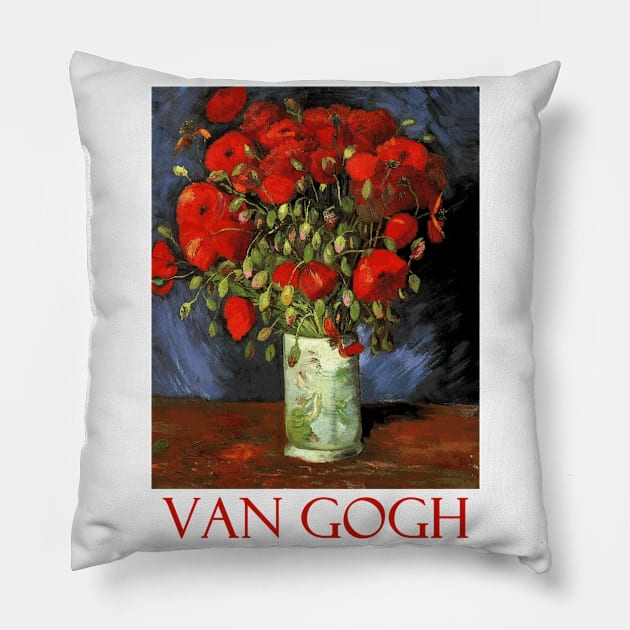 Vase with Red Poppies by Vincent van Gogh Pillow by Naves