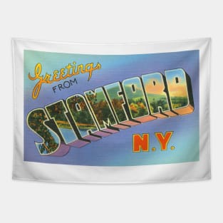 Greetings from Stamford, New York - Vintage Large Letter Postcard Tapestry