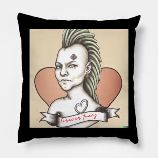 FOREVER YOUNG PUNK LADY AI GENERATED Pillow