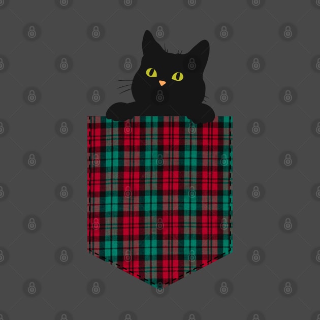 Black cat in green pocket by AnnaEleCreate