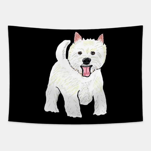 Westie West Highland White Terrier Tapestry by Mark Ewbie