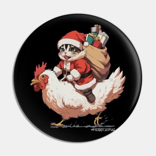 Merry Catmas, Funny Cat on a Chicken Pin