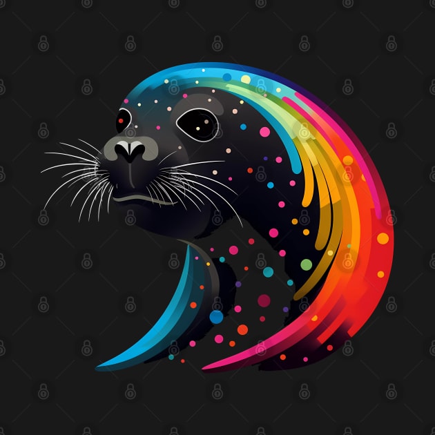 Seal Lover Colorful Rainbow Wave Animals Black by Sports Stars ⭐⭐⭐⭐⭐