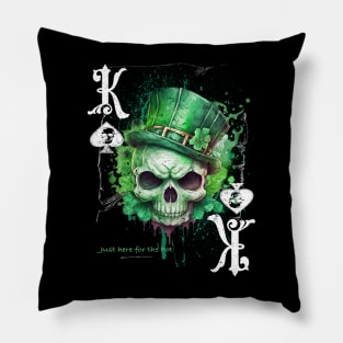 King Of Spades Green Irish Skull For Patricks Day Poker Pillow