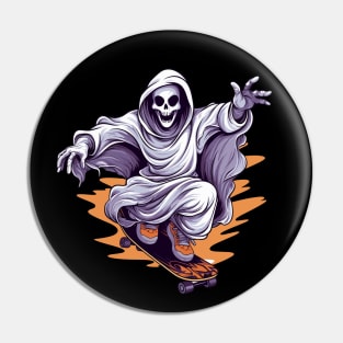 ghost riding a skateboard skaters skateboarding halloween Pin