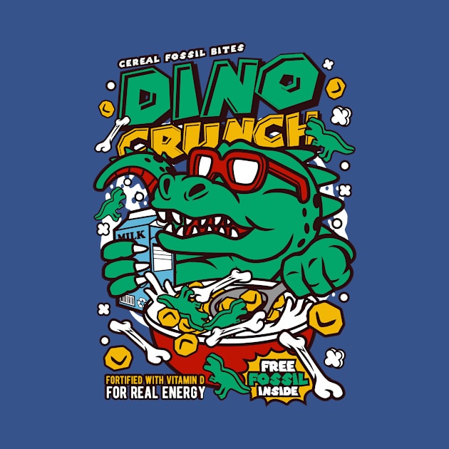 Retro Cartoon Cereal Box // Dino Crunch // Funny Vintage Breakfast Cereal by SLAG_Creative