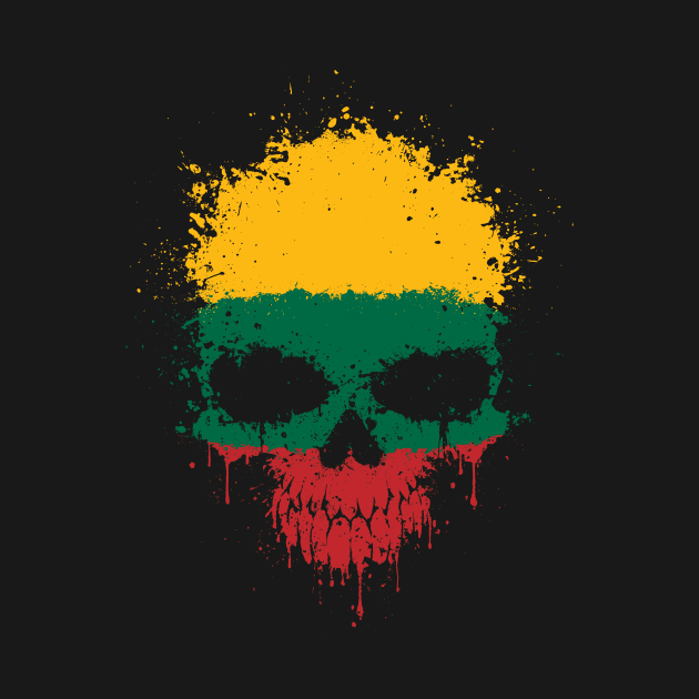 Chaotic Lithuanian Flag Splatter Skull by jeffbartels