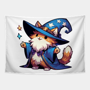 Kawaii Ginger Cat Wizard Tapestry