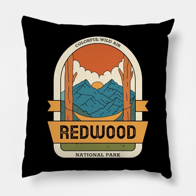 Redwood National Park Vintage Travel Pillow by Insert Place Here