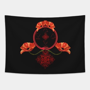 universal positive energy renewal in the elemental ouroboros poppies Tapestry