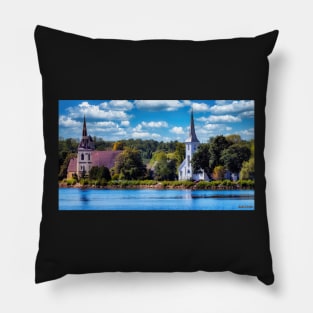 Two Famous  Churches in Mahone Bay Pillow