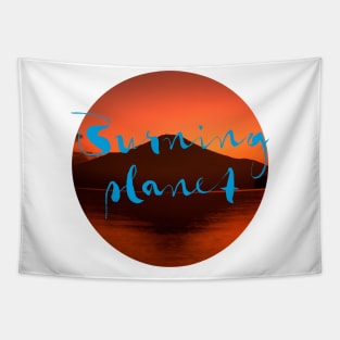 BURNING PLANET (blue) Tapestry