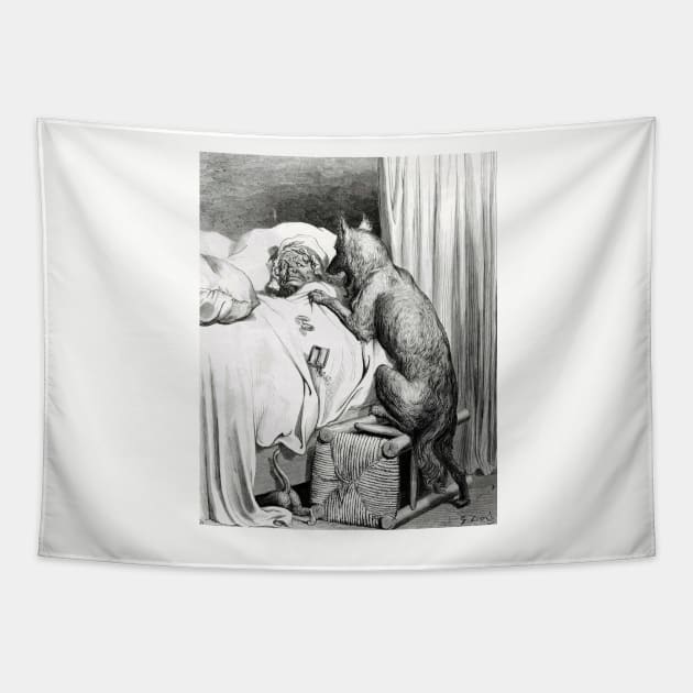 The Wolf and Reds Grandmother - Gustave Dore Tapestry by forgottenbeauty