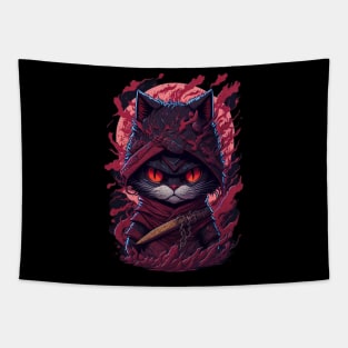 evil ninja cat face Tapestry