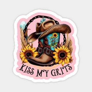 KISS MY GRITS COUNTRY WESTERN Magnet