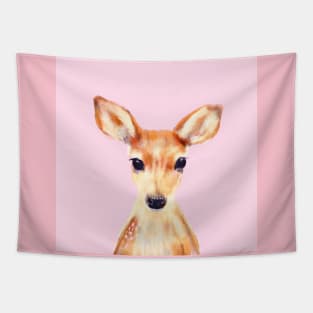 Baby Deer on Rosa Background Tapestry