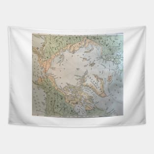 North Pole antique map 1800s, Canada, Greenland, Scandinavia, Iceland, Russia Tapestry
