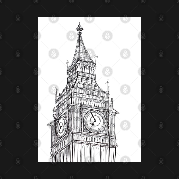 Big Ben Clock Tower Drawing by AdamRegester