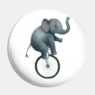An elephant rides a unicycle Pin