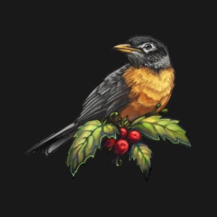 Holiday Bird American Robin T-Shirt