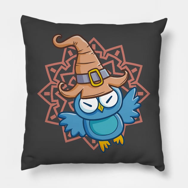 Owl Wizzard Pillow by Jocularity Art