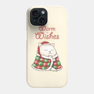 Warm Wishes Christmat Cat in Blanket Phone Case