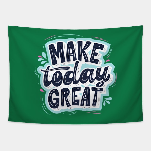 MAKE TODAY GREAT - Light blue, Blue and Green Tapestry by O.M design