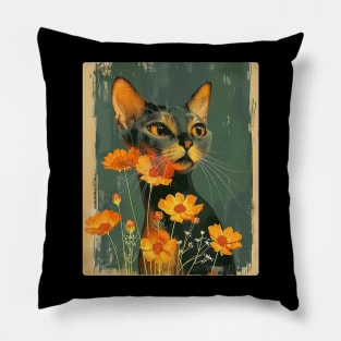 Abyssinian Cat Flowers Photo Cat Lover Gift Idea Pillow