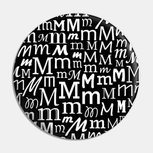 M - Typography (White) Pin