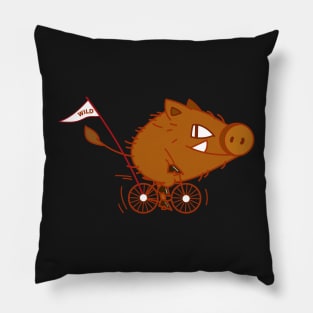 Funny boar rides a bicycle Pillow