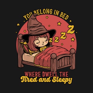 Witch Sleeping in Bed - Cute Magical Movie T-Shirt