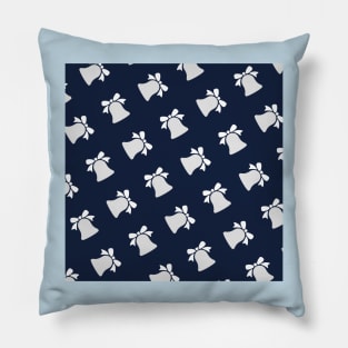 white and blue christmas bells pattern (jingle bells, santa rings a bell, christmas bellls for sale and christmas bells drawing images) Pillow