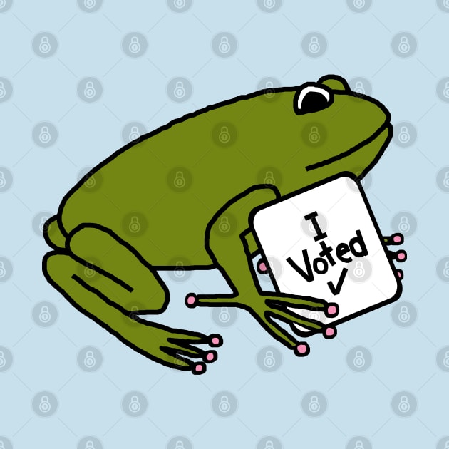 Vote Cute Green Frog with Voted Sign by ellenhenryart