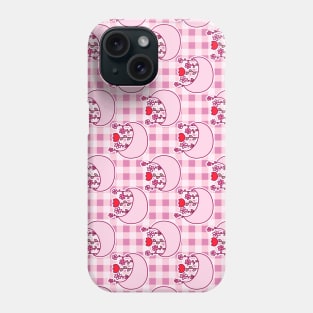 Pink Flower Moon Gingham Pattern Phone Case