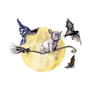 Halloween theme bulldog on a broomstick T-Shirt