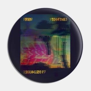 Palm Tree VHS Glitch Pin