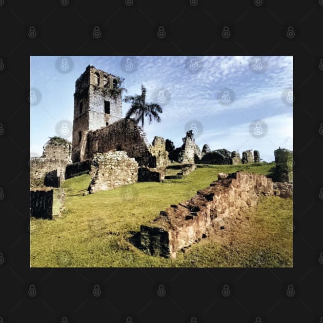 Colorized vintage photo of ruins of old Panama by In Memory of Jerry Frank