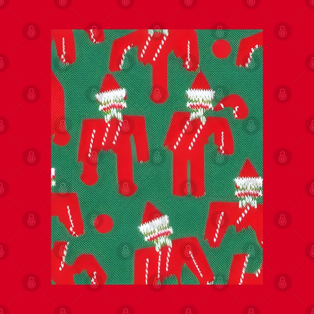 Futuristic Festive: Ugly Red Santa Claus Candy Cane Pattern by Christine aka stine1