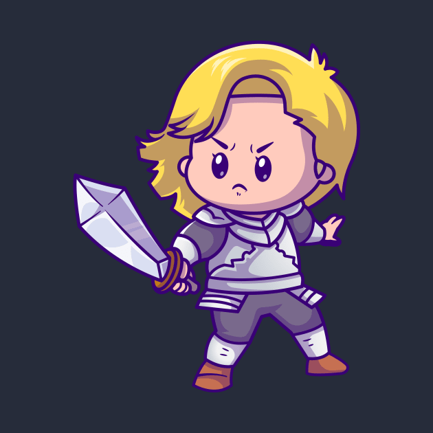 Cute Girl Knight With Sword Cartoon by Catalyst Labs