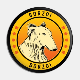 Borzoi Dog Portrait Pin